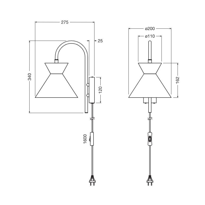 Osram - Væglampe DECOR WAIST 1xE27/40W/230V sort