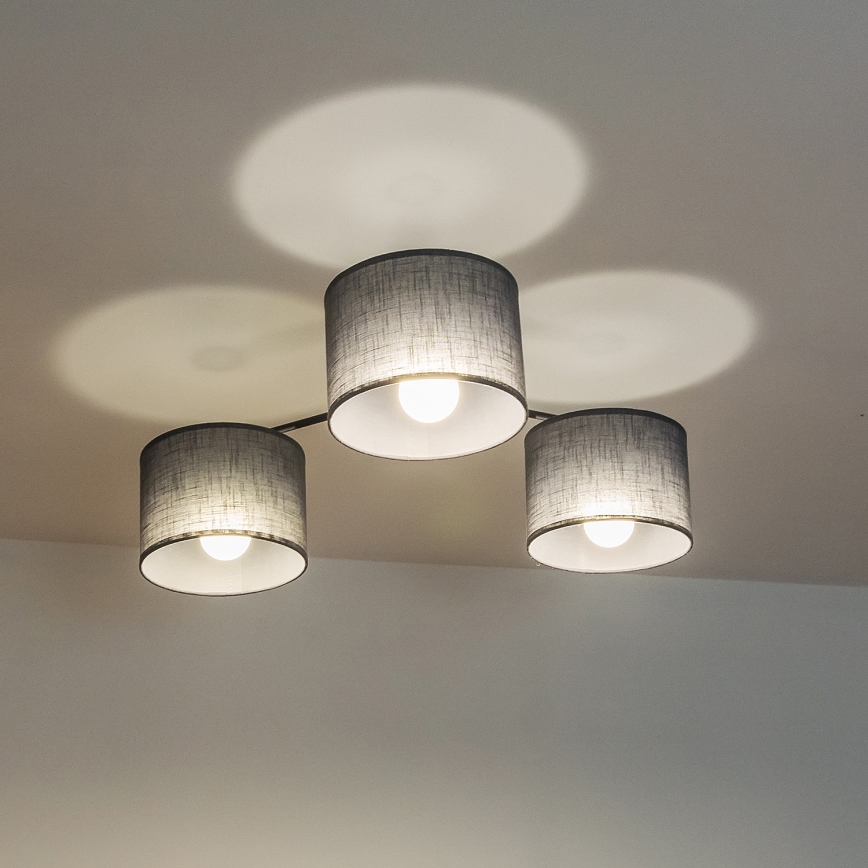 Overflademonteret loftlampe ALBA 3xE27/15W/230V grå
