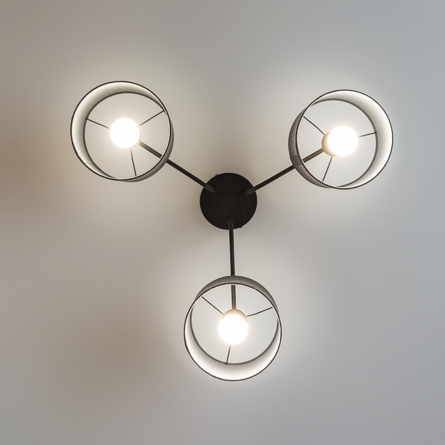 Overflademonteret loftlampe ALBA 3xE27/15W/230V grå
