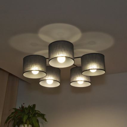 Overflademonteret loftlampe ALBA 5xE27/15W/230V grå