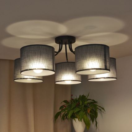 Overflademonteret loftlampe ALBA 5xE27/15W/230V grå