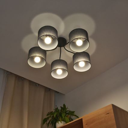 Overflademonteret loftlampe ALBA 5xE27/15W/230V grå