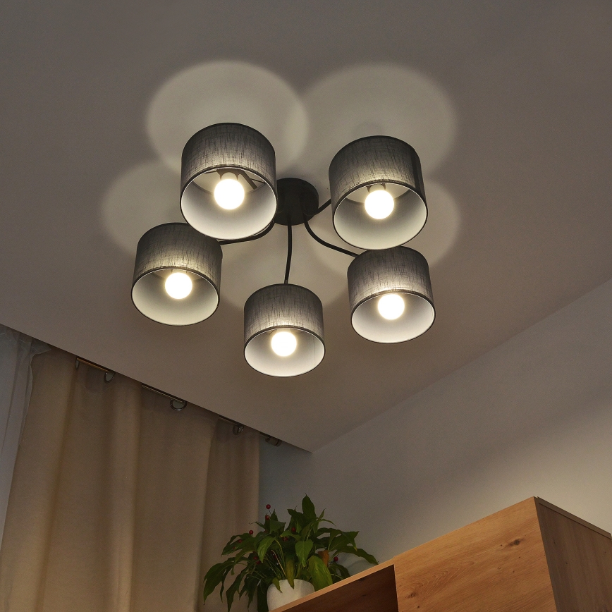 Overflademonteret loftlampe ALBA 5xE27/15W/230V grå
