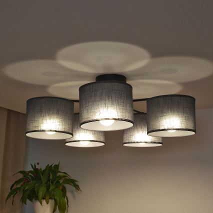Overflademonteret loftlampe ALBA 5xE27/15W/230V grå