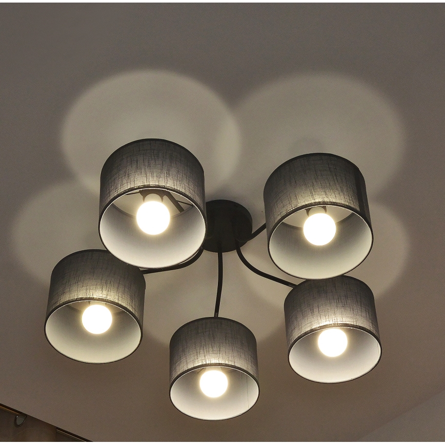 Overflademonteret loftlampe ALBA 5xE27/15W/230V grå