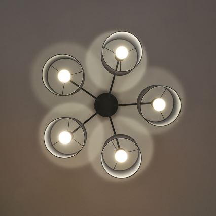 Overflademonteret loftlampe ALBA 5xE27/15W/230V grå