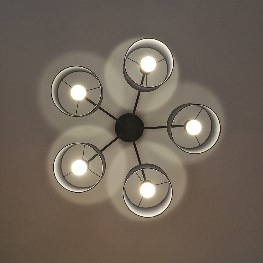 Overflademonteret loftlampe ALBA 5xE27/15W/230V grå