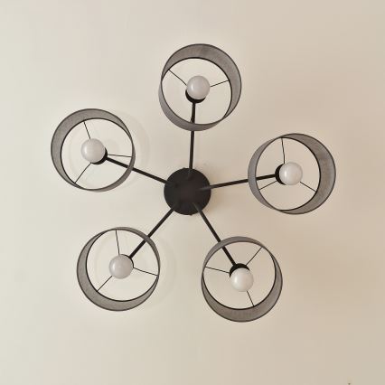 Overflademonteret loftlampe ALBA 5xE27/15W/230V grå