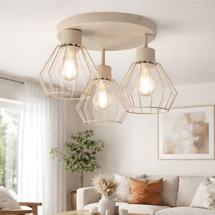 Overflademonteret loftlampe AUDREY 3xE27/15W/230V beige
