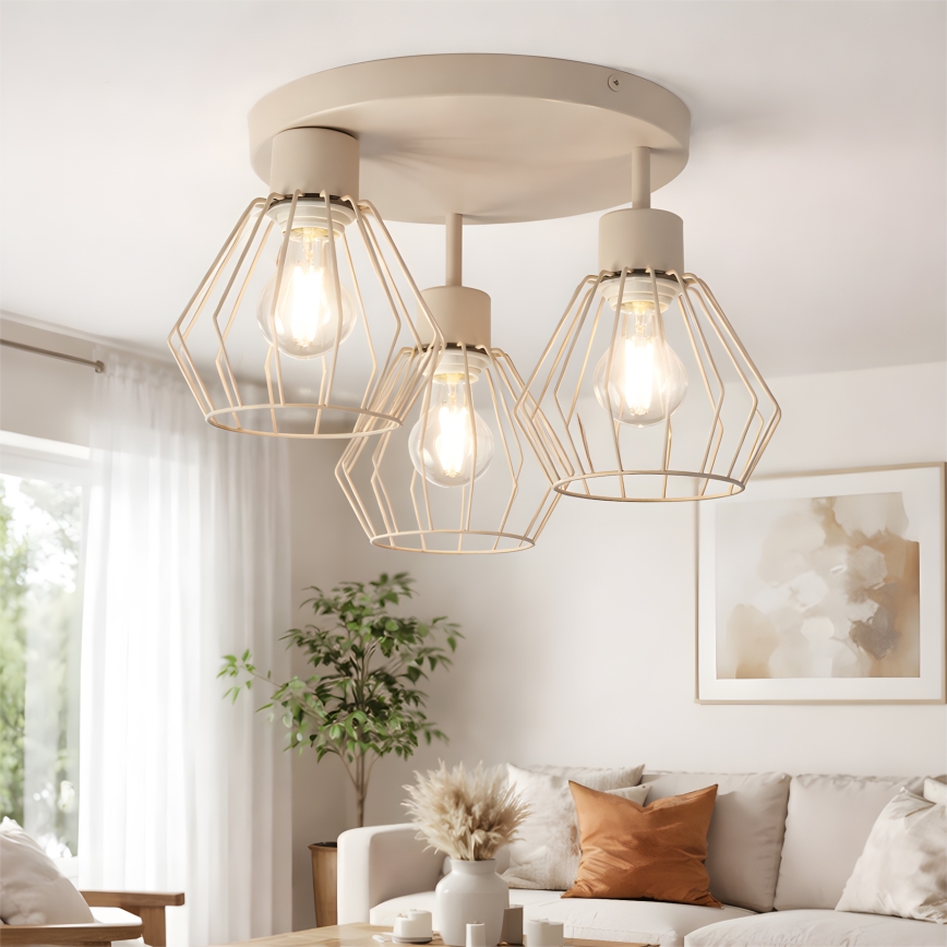 Overflademonteret loftlampe AUDREY 3xE27/15W/230V beige