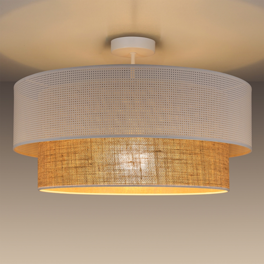 Overflademonteret loftlampe BORHO 1xE27/60W/230V hvid/jute