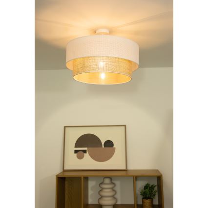 Overflademonteret loftlampe BORHO 1xE27/60W/230V Ø 40 cm hvid/jute
