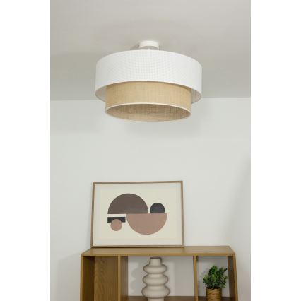 Overflademonteret loftlampe BORHO 1xE27/60W/230V Ø 40 cm hvid/jute