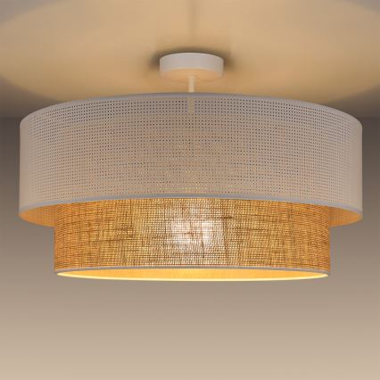 Overflademonteret loftlampe BORHO 1xE27/60W/230V Ø 50 cm hvid/jute