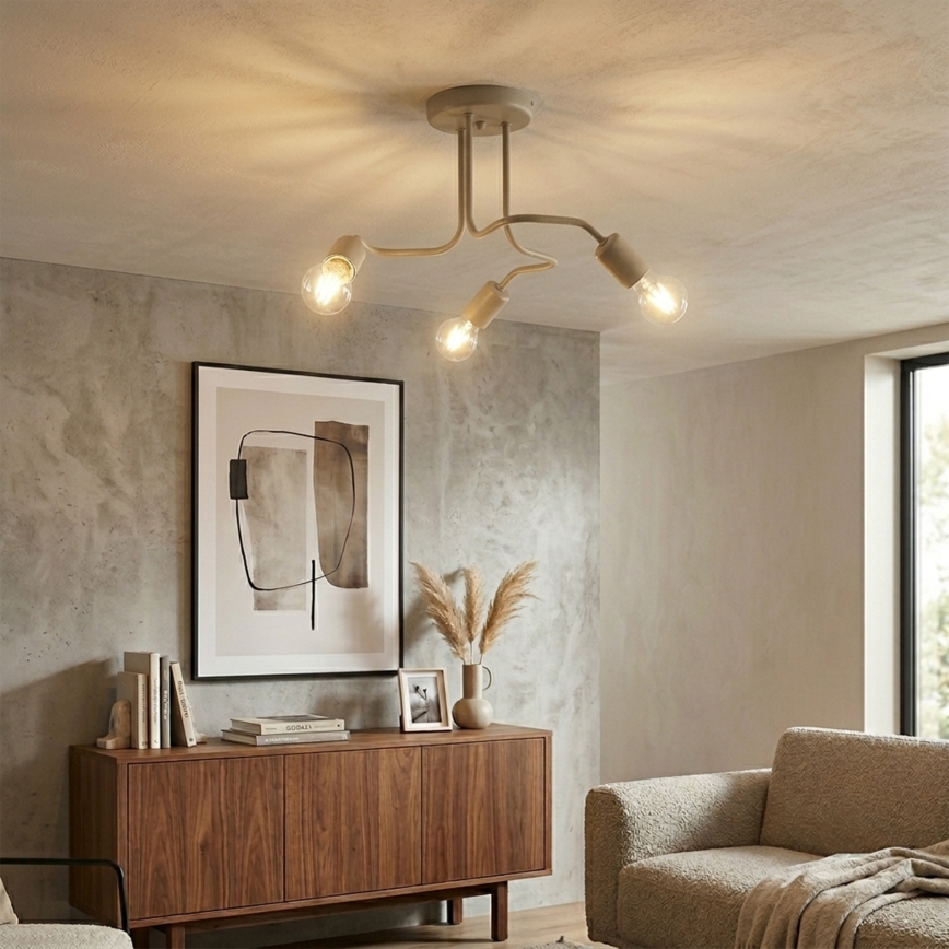Overflademonteret loftlampe CHARLIE 3xE27/15W/230V beige