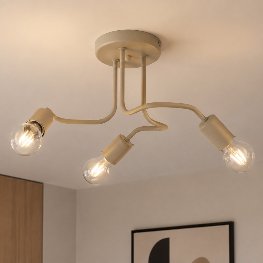 Overflademonteret loftlampe CHARLIE 3xE27/15W/230V beige