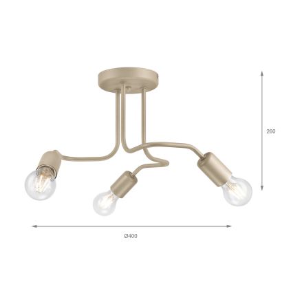Overflademonteret loftlampe CHARLIE 3xE27/15W/230V beige