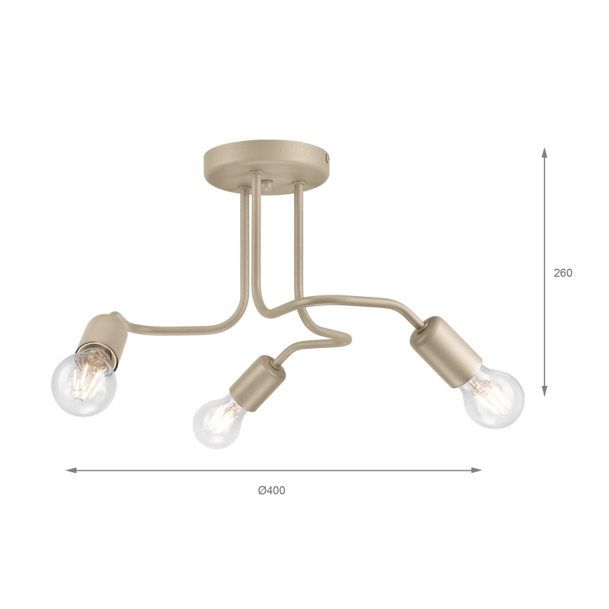 Overflademonteret loftlampe CHARLIE 3xE27/15W/230V beige