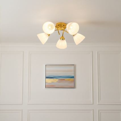 Overflademonteret loftlampe CLARA 5xE27/15W/230V guld