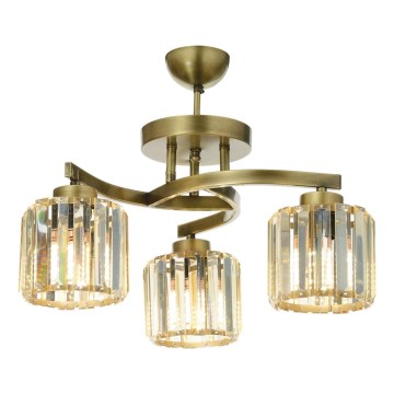 Overflademonteret loftlampe CRYSTALLINE 3xE27/40W/230V, bronzefarvet