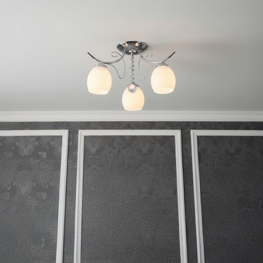 Overflademonteret loftlampe ELLA 3xE27/15W/230V poleret krom