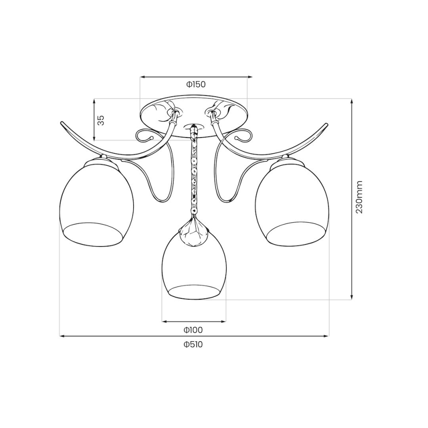 Overflademonteret loftlampe ELLA 3xE27/15W/230V poleret krom