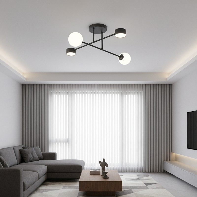 Overflademonteret loftlampe HOLON 2xG9/8W/230V + 2xGX53/12W sort