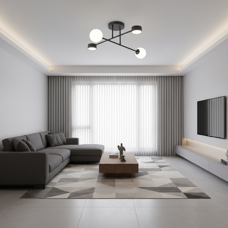 Overflademonteret loftlampe HOLON 2xG9/8W/230V + 2xGX53/12W sort