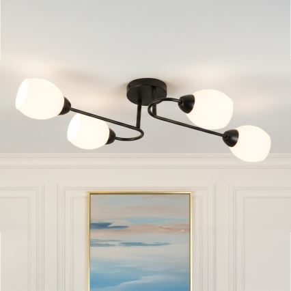 Overflademonteret loftlampe KING 4xE27/15W/230V sort