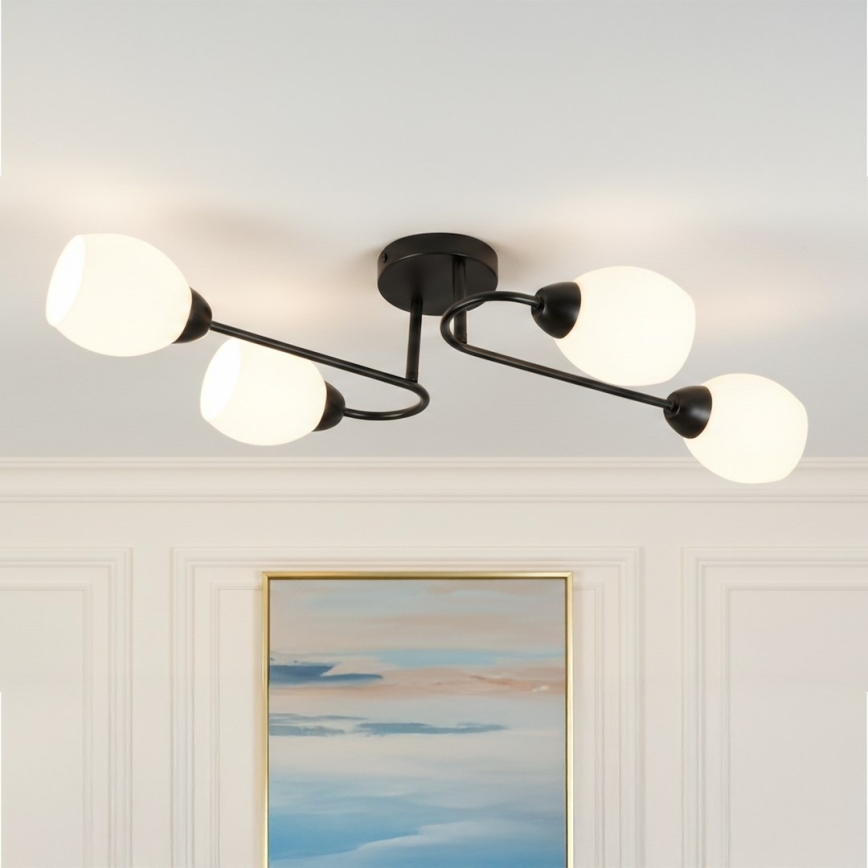 Overflademonteret loftlampe KING 4xE27/15W/230V sort