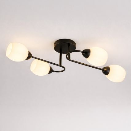 Overflademonteret loftlampe KING 4xE27/15W/230V sort