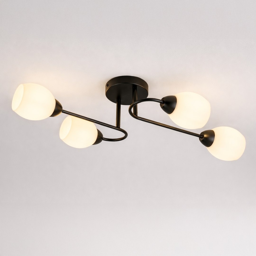 Overflademonteret loftlampe KING 4xE27/15W/230V sort