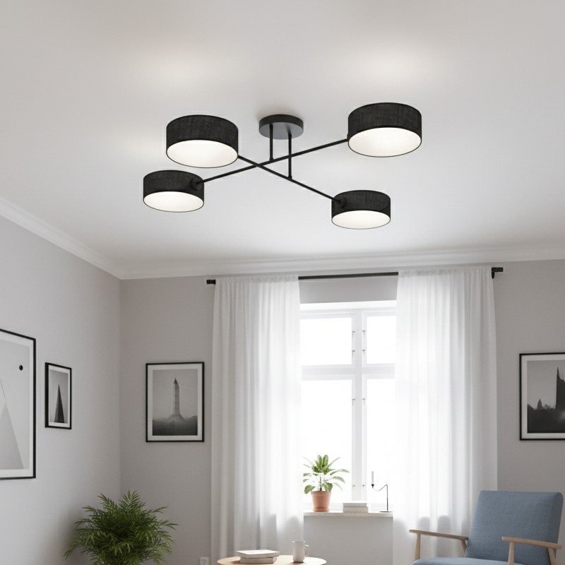 Overflademonteret loftlampe MAGA 4xE14/10W/230V sort