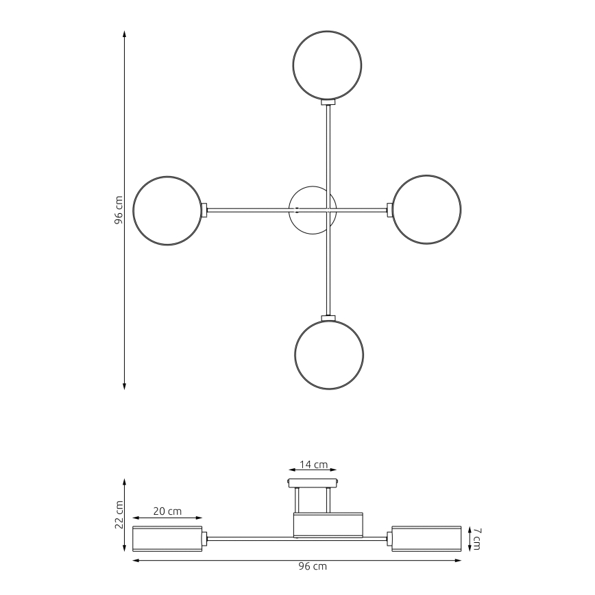 Overflademonteret loftlampe MAGA 4xE14/10W/230V sort