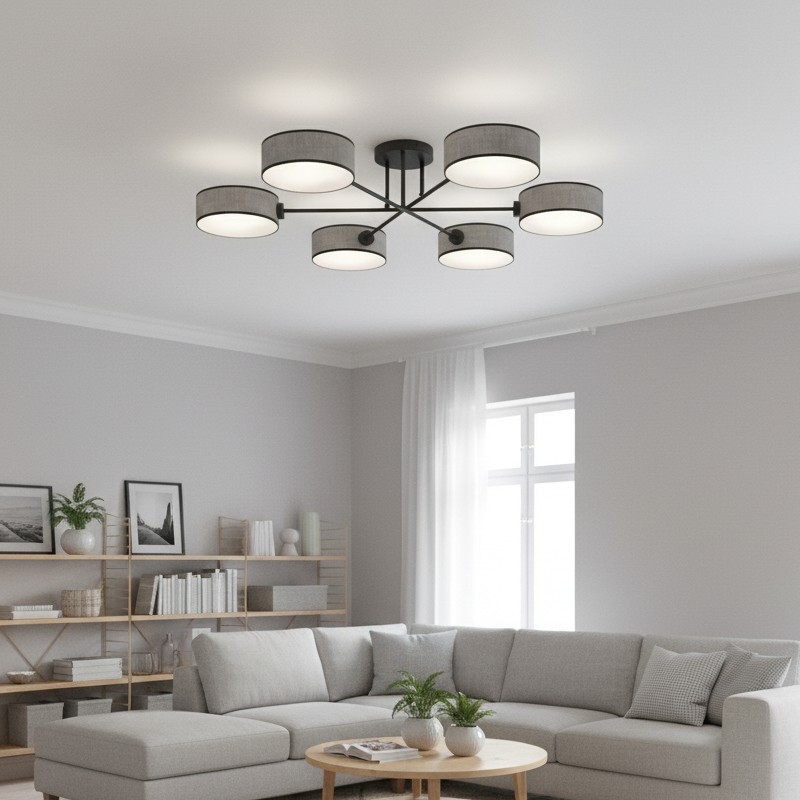 Overflademonteret loftlampe MAGA 6xE14/10W/230V grå