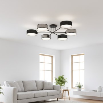 Overflademonteret loftlampe MAGA 6xE14/10W/230V sort/grå