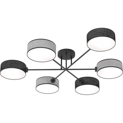Overflademonteret loftlampe MAGA 6xE14/10W/230V sort/grå