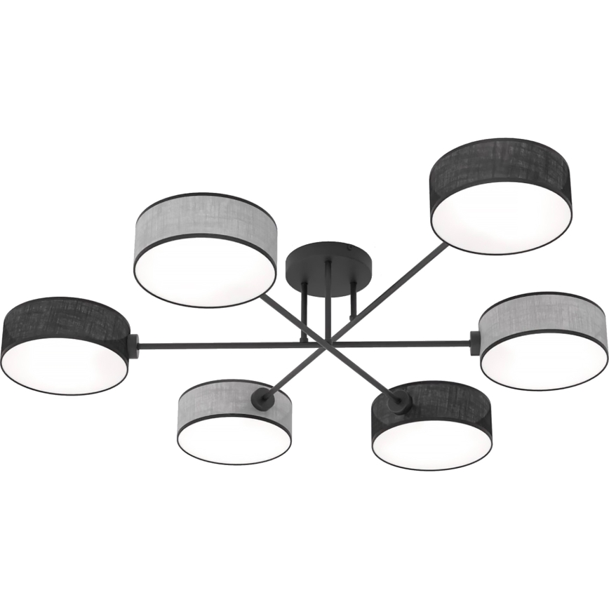 Overflademonteret loftlampe MAGA 6xE14/10W/230V sort/grå
