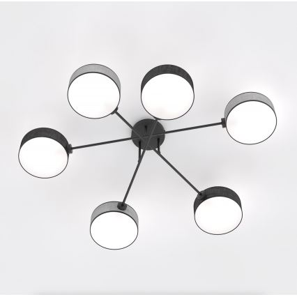 Overflademonteret loftlampe MAGA 6xE14/10W/230V sort/grå