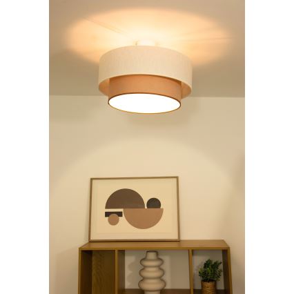 Overflademonteret loftlampe NATIA 1xE27/60W/230V Ø 45 cm hvid/brun