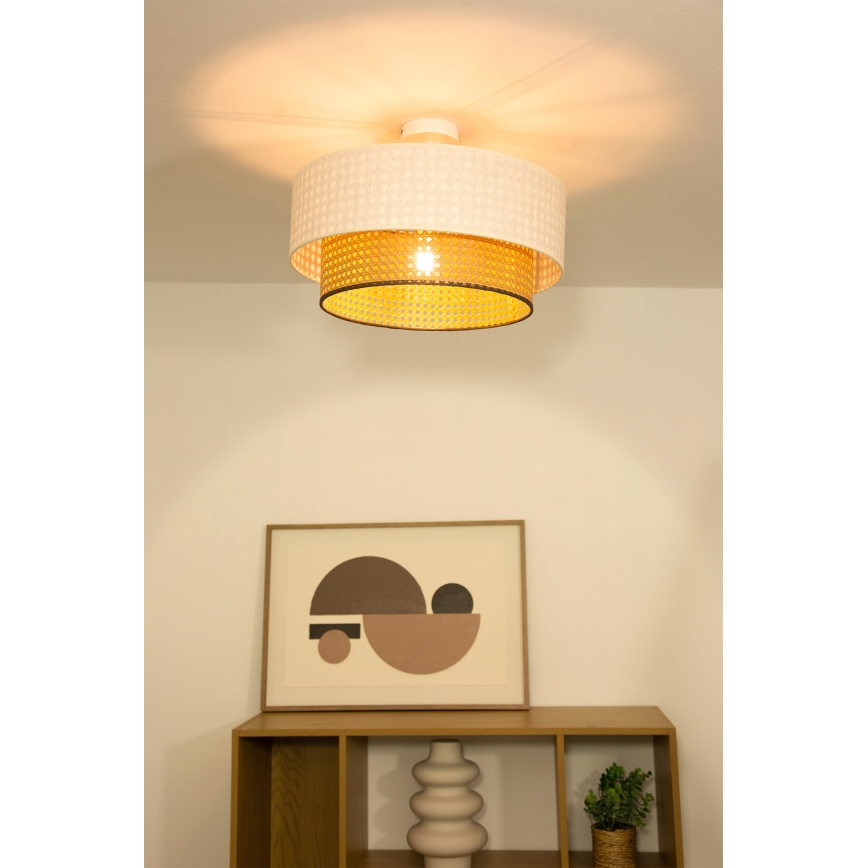 Overflademonteret loftlampe NATIA 1xE27/60W/230V Ø 45 cm hvid/brun