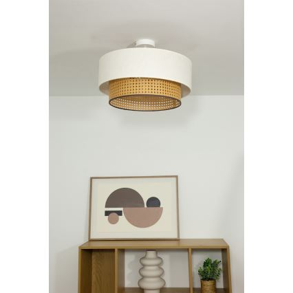 Overflademonteret loftlampe NATIA 1xE27/60W/230V Ø 45 cm hvid/brun