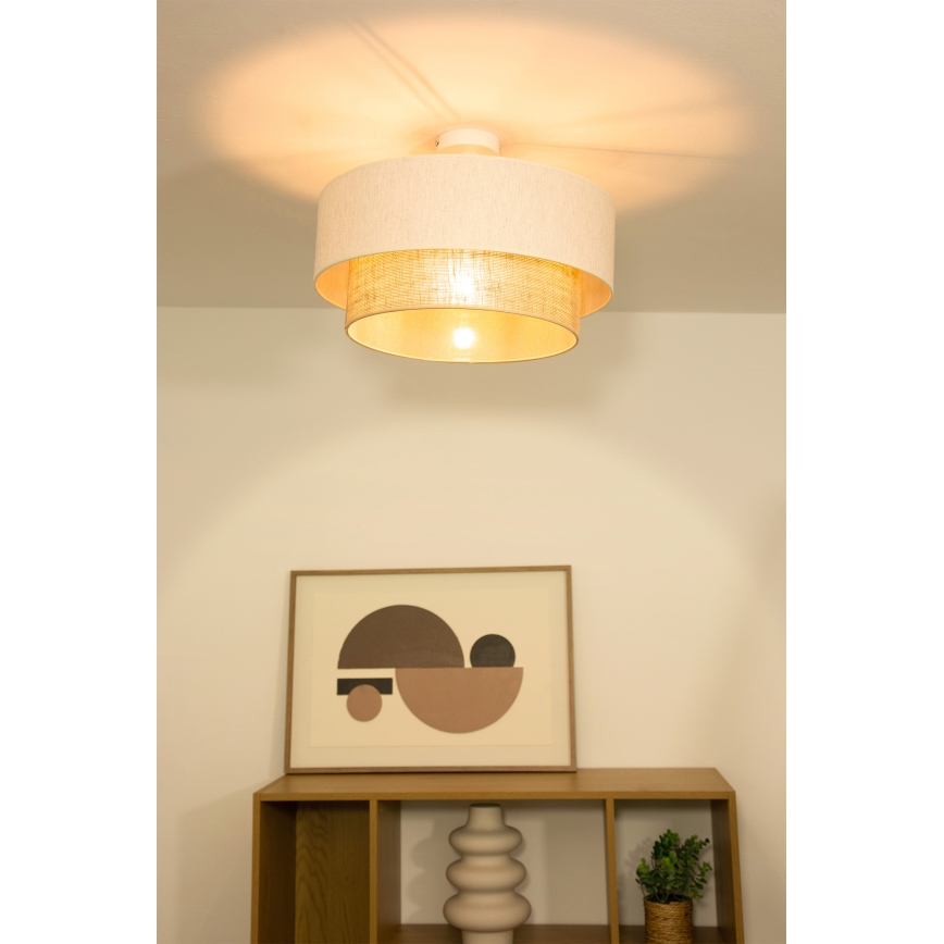 Overflademonteret loftlampe NATIA 1xE27/60W/230V Ø45 cm hvid/brun