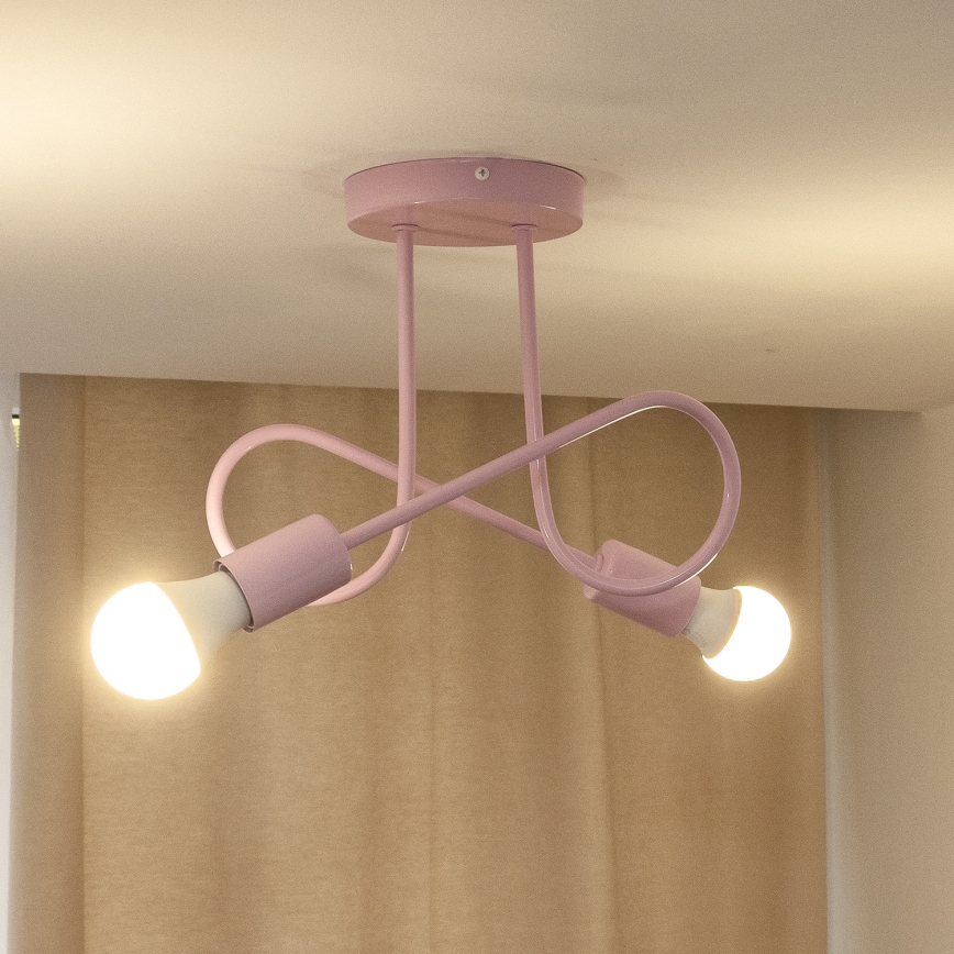 Overflademonteret loftlampe OXFORD 2xE27/15W/230V rosa