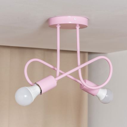 Overflademonteret loftlampe OXFORD 2xE27/15W/230V rosa