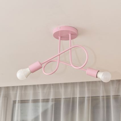 Overflademonteret loftlampe OXFORD 2xE27/15W/230V rosa