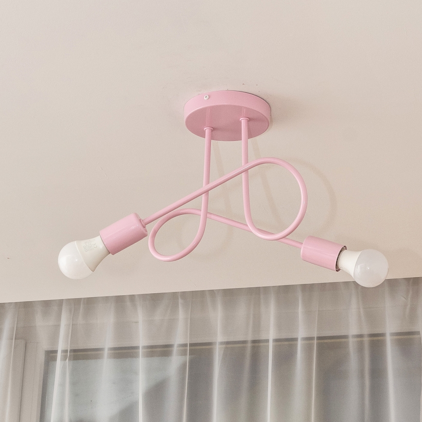Overflademonteret loftlampe OXFORD 2xE27/15W/230V rosa