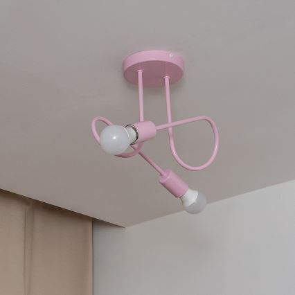Overflademonteret loftlampe OXFORD 2xE27/15W/230V rosa
