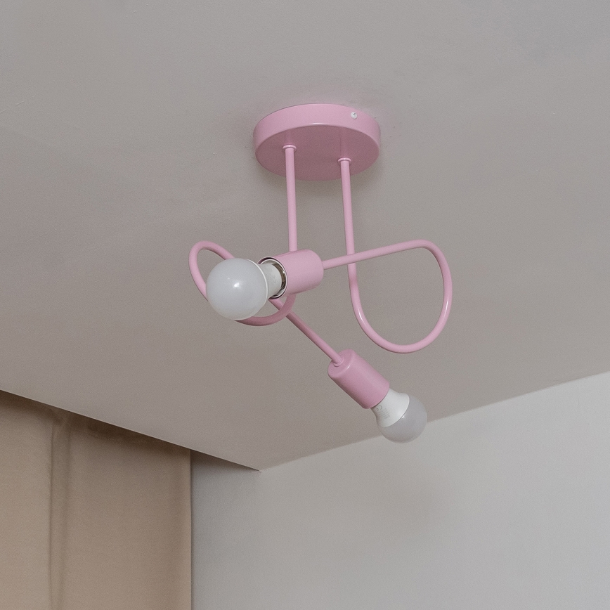Overflademonteret loftlampe OXFORD 2xE27/15W/230V rosa