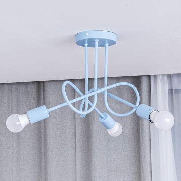 Overflademonteret loftlampe OXFORD 3xE27/15W/230V blå